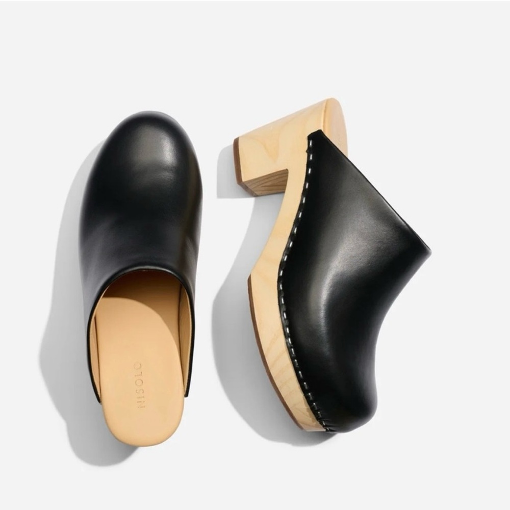 Nisolo Black Leather Clog Mules - Picture 4 of 11